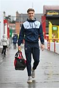 31 March 2023; Matty Smith of Shelbourne arrives before the SSE Airtricity Men's Premier Division match between Shelbourne and Derry City at Tolka Park in Dublin. Photo by Seb Daly/Sportsfile