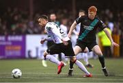 31 March 2023; Archie Davies of Dundalk in action against Rory Gaffney of Shamrock Rovers during the SSE Airtricity Men's Premier Division match between Dundalk and Shamrock Rovers at Oriel Park in Dundalk, Louth. Photo by Ramsey Cardy/Sportsfile