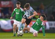 31 March 2023; Frederick Draper of Drogheda United is tackled by Barry Coffey of Cork City during the SSE Airtricity Men's Premier Division match between Cork City and Drogheda United at Turner's Cross in Cork. Photo by Eóin Noonan/Sportsfile