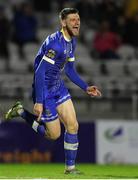 31 March 2023; Kilian Cantwell of Waterford celebrates after scoring his side's third goal during the SSE Airtricity Men's First Division match between Waterford and Finn Harps at RSC in Waterford. Photo by Michael P Ryan/Sportsfile