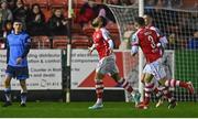 31 March 2023; Jake Mulraney of St Patrick's Athletic celebrates after scoring his side's second goal during the SSE Airtricity Men's Premier Division match between St Patrick's Athletic and UCD at Richmond Park in Dublin. Photo by Ben McShane/Sportsfile