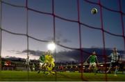 31 March 2023; Cork City goalkeeper Jimmy Corcoran fails to stop a deflection resulting in a goal during the SSE Airtricity Men's Premier Division match between Cork City and Drogheda United at Turner's Cross in Cork. Photo by Eóin Noonan/Sportsfile