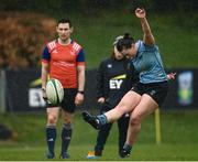 31 March 2023; Eadaoin Murtagh of UCD kicks a conversion during the Annual Women's Rugby Colours match between University College Dublin and University College Dublin at UCD Bowl in Belfield, Dublin. Photo by Harry Murphy/Sportsfile