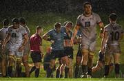 31 March 2023; Sean O'Brien of UCD celebrates his side's third try during the annual rugby colours match between University College Dublin and Dublin University at the UCD Bowl in Belfield, Dublin. Photo by Sam Barnes/Sportsfile