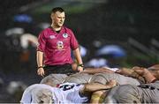 31 March 2023; Referee Andrew Cole during the annual rugby colours match between University College Dublin and Dublin University at the UCD Bowl in Belfield, Dublin. Photo by Sam Barnes/Sportsfile