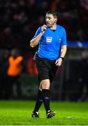 31 March 2023; Referee Paul McLaughlin during the SSE Airtricity Men's Premier Division match between Shelbourne and Derry City at Tolka Park in Dublin. Photo by Seb Daly/Sportsfile