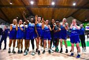 1 April 2023; The Address UCC Glanmire players celebrate after MissQuote.ie Champions Trophy Final match between The Address UCC Glanmire, Cork and DCU Mercy, Dublin at National Basketball Arena in Tallaght, Dublin. Photo by Ben McShane/Sportsfile