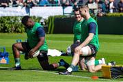 1 April 2023; Connacht players during the warm up before the Challenge Cup Round of 16 match between Benetton and Connacht at Stadio Monigo in Treviso, Italy. Photo by Roberto Bregani/Sportsfile