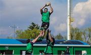1 April 2023; Connacht players during the warm up before the Challenge Cup Round of 16 match between Benetton and Connacht at Stadio Monigo in Treviso, Italy. Photo by Roberto Bregani/Sportsfile