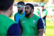1 April 2023; Bundee Aki of Connacht during the warm up before the Challenge Cup Round of 16 match between Benetton and Connacht at Stadio Monigo in Treviso, Italy. Photo by Roberto Bregani/Sportsfile