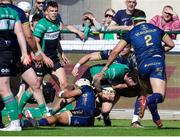 1 April 2023; Conor Oliver of Connacht score his first try during the Challenge Cup Round of 16 match between Benetton and Connacht at Stadio Monigo in Treviso, Italy. Photo by Roberto Bregani/Sportsfile