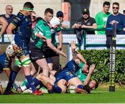 1 April 2023; Conor Oliver of Connacht celebrates after scoring his first try during the Challenge Cup Round of 16 match between Benetton and Connacht at Stadio Monigo in Treviso, Italy. Photo by Roberto Bregani/Sportsfile