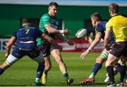 1 April 2023;  Tiernan O'Halloran of Connacht in action against Michele Lamaro of Benetton during the Challenge Cup Round of 16 match between Benetton and Connacht at Stadio Monigo in Treviso, Italy. Photo by Roberto Bregani/Sportsfile