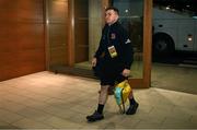 1 April 2023; Michael Lowry of Ulster arrives before the Heineken Champions Cup Round of 16 match between Leinster and Ulster at the Aviva Stadium in Dublin. Photo by Harry Murphy/Sportsfile