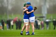1 April 2023; Dominic Crudden, right, and Colum Sheanon of Cavan after the Allianz Hurling League Division 3B Final match between Cavan and Leitrim at GAA National Games Development Centre in Sport Ireland Campus in Dublin. Photo by David Fitzgerald/Sportsfile