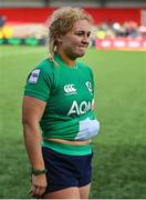 1 April 2023; Neve Jones of Ireland leaves the pitch after the TikTok Women's Six Nations Rugby Championship match between Ireland and France at Musgrave Park in Cork. Photo by Brendan Moran/Sportsfile