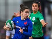1 April 2023; Gabrielle Vernier of France runs through to score a try during the TikTok Women's Six Nations Rugby Championship match between Ireland and France at Musgrave Park in Cork. Photo by Brendan Moran/Sportsfile