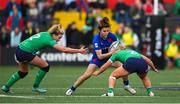1 April 2023; Carla Arbez of France in action against Vicky Irwin and Neve Jones of Ireland during the TikTok Women's Six Nations Rugby Championship match between Ireland and France at Musgrave Park in Cork. Photo by Brendan Moran/Sportsfile
