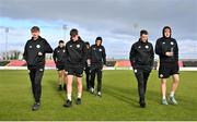 1 April 2023; Kerry players walk the pitch before the SSE Airtricity Men's First Division match between Longford Town and Kerry at Bishopsgate in Longford. Photo by Stephen Marken/Sportsfile