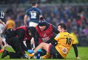 1 April 2023; Billy Burns of Ulster receives medical attention for an injury during the Heineken Champions Cup Round of 16 match between Leinster and Ulster at the Aviva Stadium in Dublin. Photo by Harry Murphy/Sportsfile