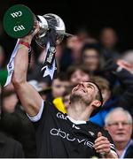 1 April 2023; Sligo captain Niall Murphy lifts the cup after his side's victory the Allianz Football League Division 4 Final match between Sligo and Wicklow at Croke Park in Dublin. Photo by Piaras Ó Mídheach/Sportsfile