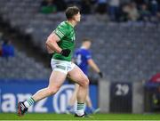 1 April 2023; Darragh McGurn of Fermanagh celebrates after scoring his side's first goal during the Allianz Football League Division 3 Final match between Cavan and Fermanagh at Croke Park in Dublin. Photo by Tyler Miller/Sportsfile