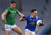 1 April 2023; Gerard Smith of Cavan in action against Jonathan Cassidy of Fermanagh during the Allianz Football League Division 3 Final match between Cavan and Fermanagh at Croke Park in Dublin. Photo by Piaras Ó Mídheach/Sportsfile