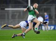 1 April 2023; Ché Cullen of Fermanagh in action against Ciarán Brady of Cavan during the Allianz Football League Division 3 Final match between Cavan and Fermanagh at Croke Park in Dublin. Photo by Tyler Miller/Sportsfile