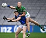 1 April 2023; Paddy Lynch of Cavan in action against Ché Cullen of Fermanagh during the Allianz Football League Division 3 Final match between Cavan and Fermanagh at Croke Park in Dublin. Photo by Piaras Ó Mídheach/Sportsfile