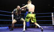 1 April 2023; Gabor Gorbics, left, in action against Jason Quigley during their super middleweight bout at the National Stadium in Dublin. Photo by David Fitzgerald/Sportsfile