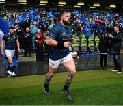 1 April 2023; Andrew Porter of Leinster runs out before the Heineken Champions Cup Round of 16 match between Leinster and Ulster at Aviva Stadium in Dublin. Photo by Harry Murphy/Sportsfile