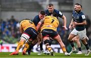 1 April 2023; Tadhg Furlong of Leinster in action against Duane Vermeulen, left, and Rory Sutherland of Ulster during the Heineken Champions Cup Round of 16 match between Leinster and Ulster at Aviva Stadium in Dublin. Photo by Sam Barnes/Sportsfile