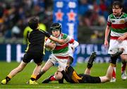 1 April 2023; Action from the Bank of Ireland half-time minis match between Bective Rangers and Malahide at the Heineken Champions Cup Round of 16 match between Leinster and Ulster at Aviva Stadium in Dublin. Photo by Harry Murphy/Sportsfile