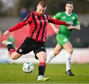 1 April 2023; Darragh Lynch of Longford Town in action during the SSE Airtricity Men's First Division match between Longford Town and Kerry at Bishopsgate in Longford. Photo by Stephen Marken/Sportsfile
