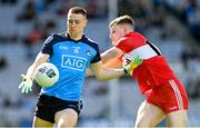 2 April 2023; John Small of Dublin in action against Ethan Doherty of Derry during the Allianz Football League Division 2 Final match between Dublin and Derry at Croke Park in Dublin. Photo by Ramsey Cardy/Sportsfile