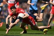 2 April 2023; Gareth McKinless of Derry in action against Cian Murphy of Dublin during the Allianz Football League Division 2 Final match between Dublin and Derry at Croke Park in Dublin. Photo by Sam Barnes/Sportsfile
