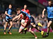 2 April 2023; Gareth McKinless of Derry in action against Cian Murphy of Dublin during the Allianz Football League Division 2 Final match between Dublin and Derry at Croke Park in Dublin. Photo by Sam Barnes/Sportsfile