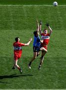 2 April 2023; Michael Fitzsimons of Dublin and Brendan Rogers of Derry contest a high ball during the Allianz Football League Division 2 Final match between Dublin and Derry at Croke Park in Dublin. Photo by Tyler Miller/Sportsfile