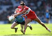 2 April 2023; Conor Doherty of Derry in action against Killian O'Gara of Dublin during the Allianz Football League Division 2 Final match between Dublin and Derry at Croke Park in Dublin. Photo by John Sheridan/Sportsfile