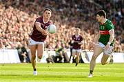 2 April 2023; Shane Walsh of Galway in action against Conor Loftus of Mayo during the Allianz Football League Division 1 Final match between Galway and Mayo at Croke Park in Dublin. Photo by Ramsey Cardy/Sportsfile