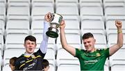 2 April 2023; Meath joint captains Charlie Ennis and Jack Regan lift the cup after the Allianz Hurling League Division 2B Final match between Meath and Donegal at Avant Money Páirc Seán Mac Diarmada in Carrick-on-Shannon, Leitrim. Photo by Stephen Marken/Sportsfile