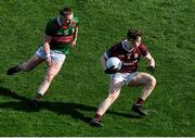 2 April 2023; Johnny McGrath of Galway in action against Ryan O'Donoghue of Mayo during the Allianz Football League Division 1 Final match between Galway and Mayo at Croke Park in Dublin. Photo by Tyler Miller/Sportsfile