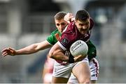 2 April 2023; Damien Comer of Galway in action against Eoghan McLaughlin of Mayo during the Allianz Football League Division 1 Final match between Galway and Mayo at Croke Park in Dublin. Photo by Sam Barnes/Sportsfile