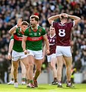 2 April 2023; Aidan O'Shea of Mayo celebrates winning a free during the Allianz Football League Division 1 Final match between Galway and Mayo at Croke Park in Dublin. Photo by Ramsey Cardy/Sportsfile