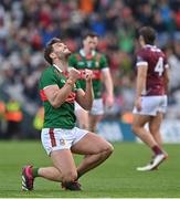 2 April 2023; Aidan O'Shea of Mayo celebrates at the final whistle of the Allianz Football League Division 1 Final match between Galway and Mayo at Croke Park in Dublin. Photo by Ramsey Cardy/Sportsfile