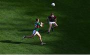 2 April 2023; Jordan Flynn of Mayo in action against Cathal Sweeney of Galway during the Allianz Football League Division 1 Final match between Galway and Mayo at Croke Park in Dublin. Photo by Tyler Miller/Sportsfile