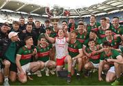 2 April 2023; The Mayo players celebrate with the cup after the Allianz Football League Division 1 Final match between Galway and Mayo at Croke Park in Dublin. Photo by Ramsey Cardy/Sportsfile