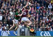 2 April 2023; Damien Comer of Galway in action against Paddy Durcan of Mayo during the Allianz Football League Division 1 Final match between Galway and Mayo at Croke Park in Dublin. Photo by Sam Barnes/Sportsfile