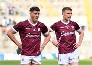 2 April 2023; Shane Walsh, left, and Dylan McHugh of Galway dejected after their side's defeat in the Allianz Football League Division 1 Final match between Galway and Mayo at Croke Park in Dublin. Photo by Sam Barnes/Sportsfile