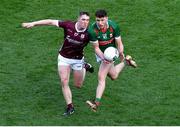 2 April 2023; Fionn McDonagh of Mayo in action against Jack Glynn of Galway during the Allianz Football League Division 1 Final match between Galway and Mayo at Croke Park in Dublin. Photo by Tyler Miller/Sportsfile